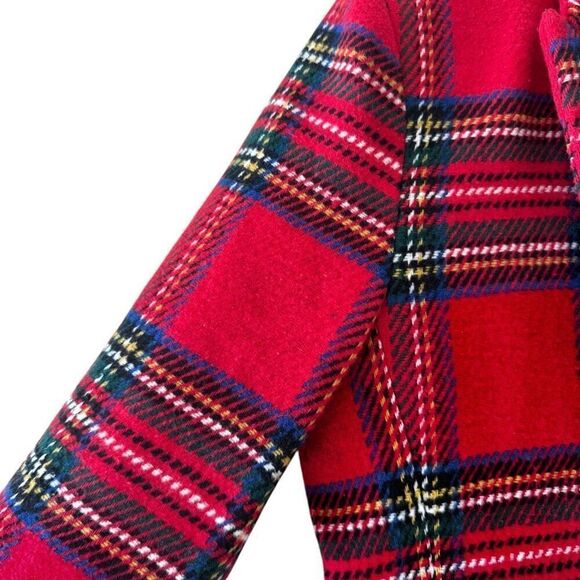 English Factory Tartan Plaid Long Sleeve Single Button Blazer Red Women's SZ S - Picture 5 of 13